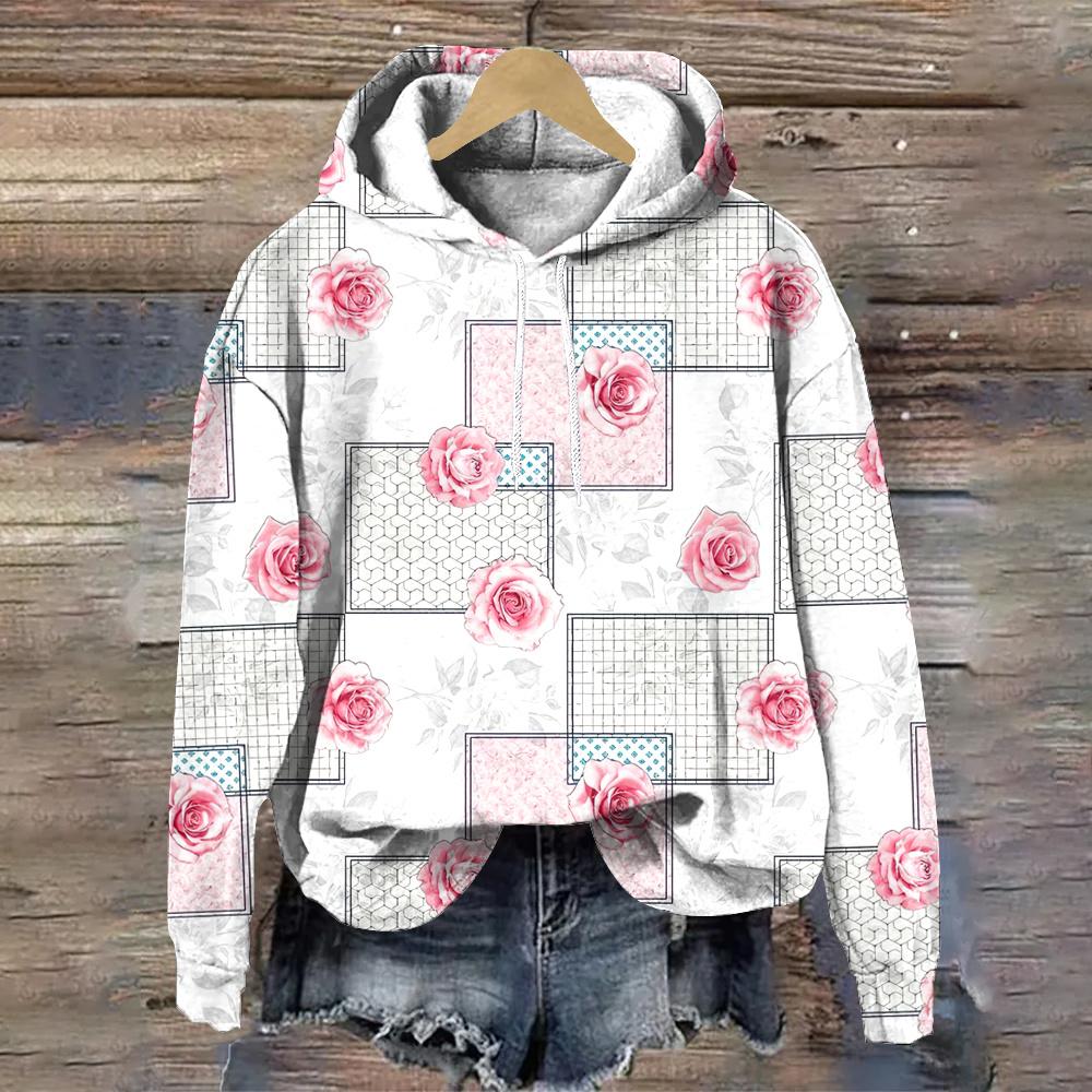 

Дизайнерская женская толстовка с цветочным принтом, модный тренд осени/зимы, женская одежда, топы, свободные женские толстовки, пуловеры с капюшоном XL