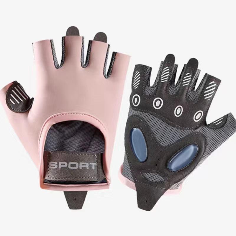 Half finger fitness gloves non-slip sports wear-resistant air cushion shock-proof ice silk breathable yoga anti-cocooning cycling gloves