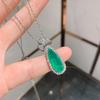 New Simulation Paraiba Necklace Ear Hanging Emerald Pear Shaped Banquet Jewelry Set 8X20