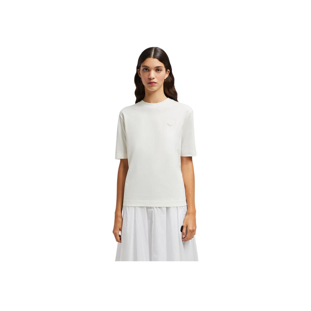 Moncler Round Neck Simple Comfortable Short Sleeve Drop Shoulder T-Shirt Women T-Shirt White K1-093-8C00005-89A17-034