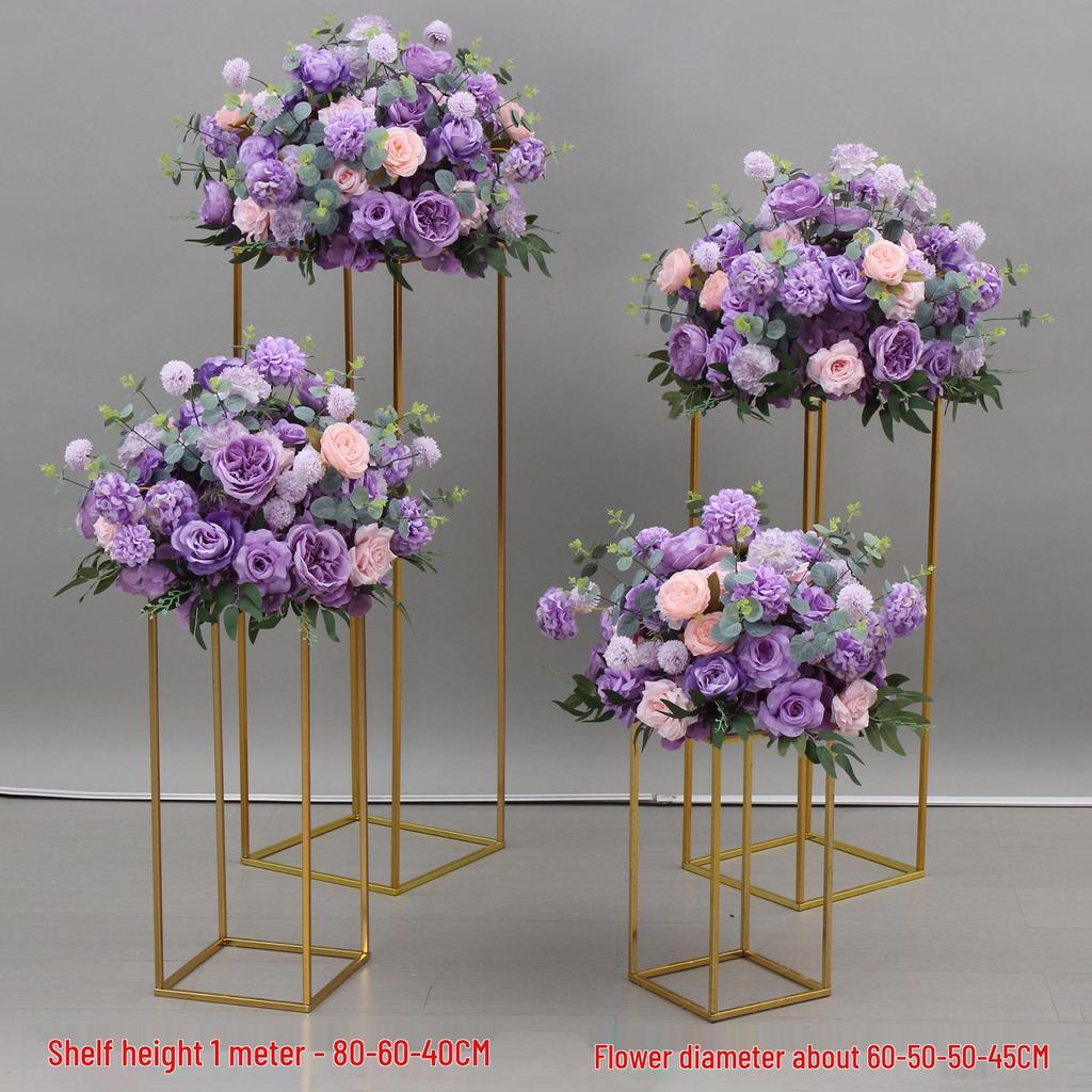 Simulated Silk Floral Arrangement: Round Flower Ball for Aisle, Table, or Wedding Stage Decoration.