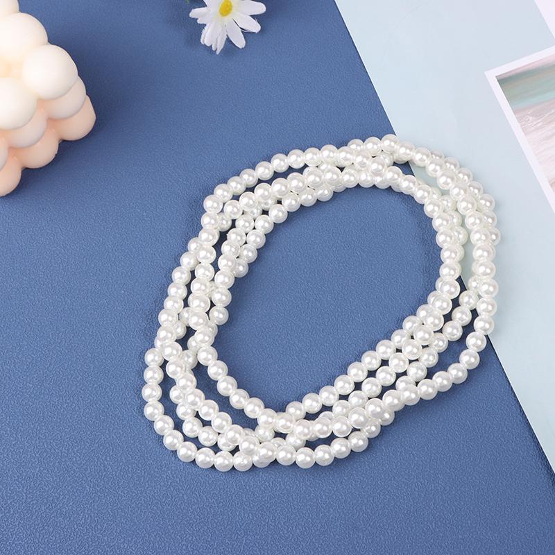 Long Cream Glass Necklace For Women Imitation Pearl Party Jewelry Fashion Accessories Multi-Layer Sweater Beads Chain
