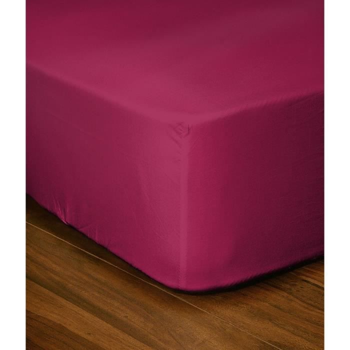 Drap-housse - LOVELY HOME - LH71611 - 160x200+30 cm - Fuchsia