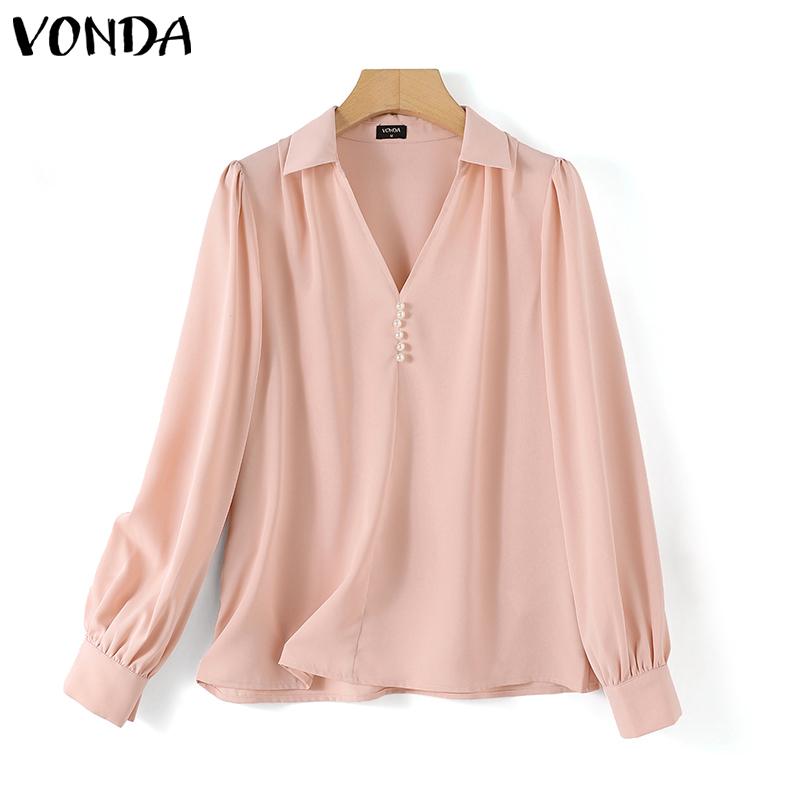VONDA Cămașă de damă, guler, cu mânecă lungă, decorată cu perle, de culoare uni