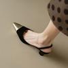 Women's high-heeled sandals summer small fragrant style pointed thin heel color matching large-size sandals