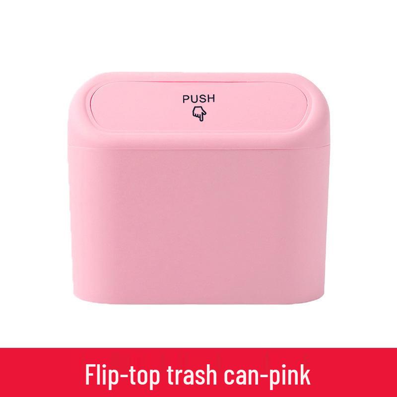 Hanging Car Trash Can with Lid & Side Door Storage