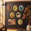 Metal Surface Decorations 1/6Pcs Halloween Retro Frame Refrigerator Magnet, Wood Carved Fridge Magnetic Decor Cabinet Whiteboard Magnet for