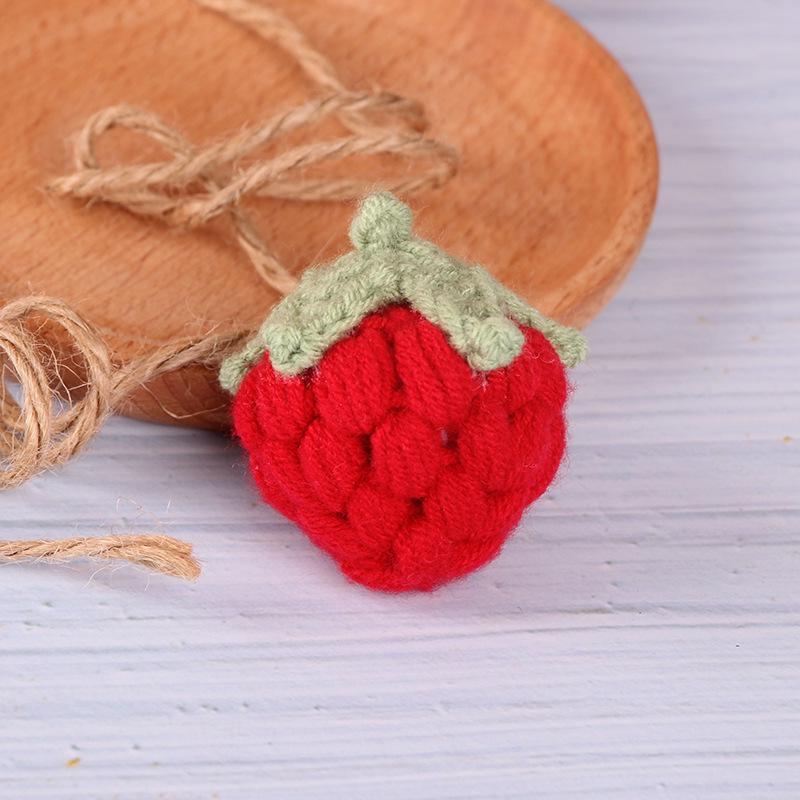Charming Crochet Fruit Keychain: Persimmon & Strawberry Wool Pendants