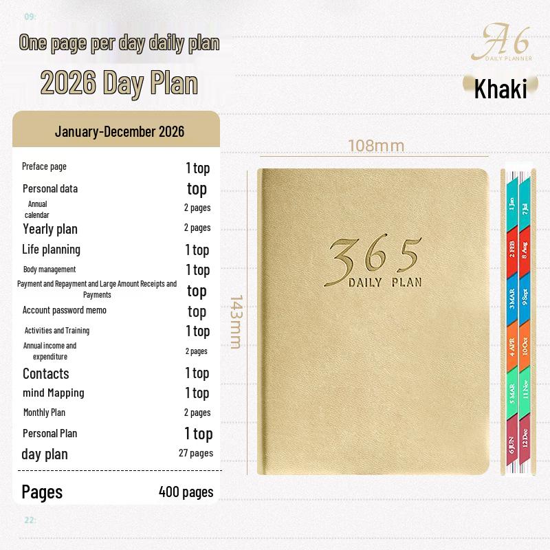 2026 Daily Planner: Custom Thick Pages for Time Management - 365-Day Schedule Notebook