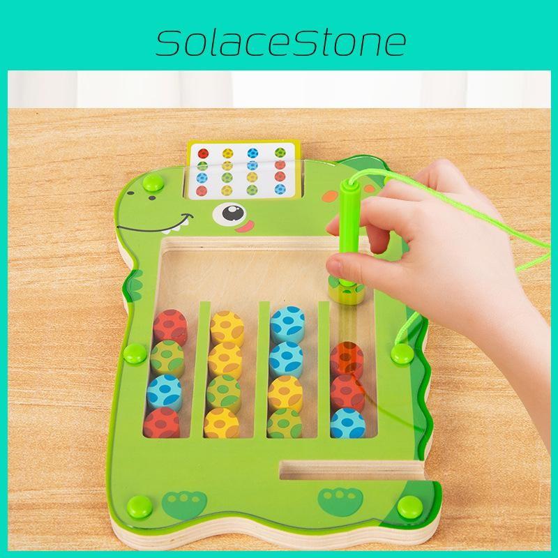 Green Dinosaur Wooden Color Walking Game Board Children Puzzle Toy For Gift