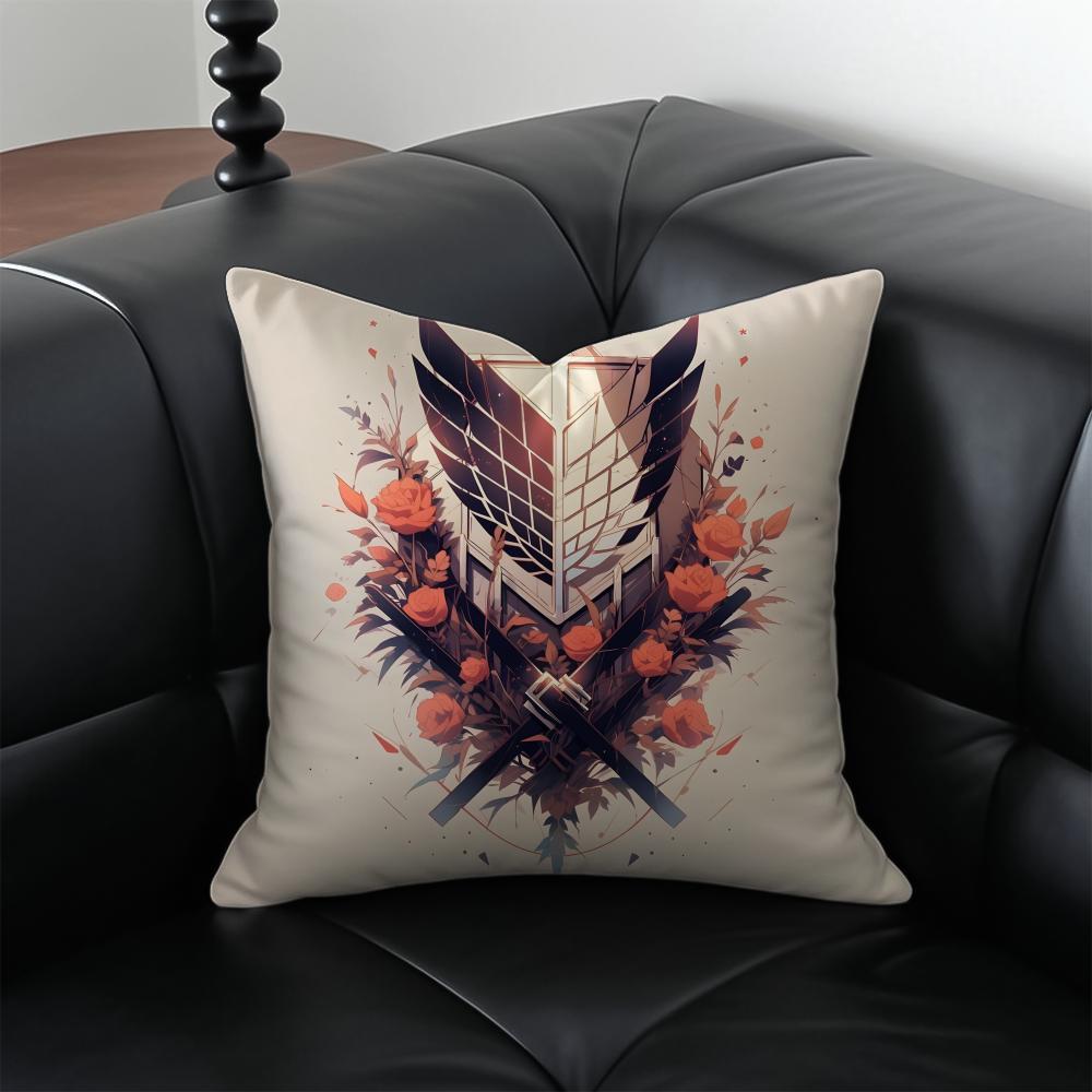 Anime Epic AAttack on TTitan Cushion Cover Pillow Case Antidustmite Invisible zipper silky short plush Sofa cushion