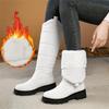 Winter White Outdoor Snow Boots Keep Warm Plush Non-slip Knee High Boots Women Big Size 44 Waterproof Shoes Comfy Walk Footwear