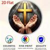 Lune Croissante Islamique et Croix Art Mural en Aluminium 7,8x7,8 Pouces Impression HD Décor Mosquée Pour la Maison Panneau Mural Religieux