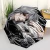 1 PC Automatic Folding Umbrella - Black Butler Pattern Portable Foldable Design With 8 Ribs Christmas Birthday Gifts