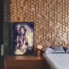 Black Walnut Hexagon 3D Stereo Mosaic Wall Hanging Decoration Hotel Bar Cafe Background Decoration Modern Wall Hanging Decor