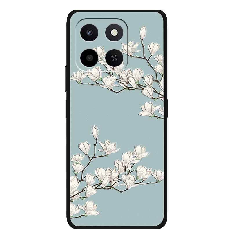3D Case For Honor X7d 5G Case X 7 d Coque 6.77" Emboss Flowers Black Silicone Soft Back Cover For Honor X7d 4G Cases Shell Funda