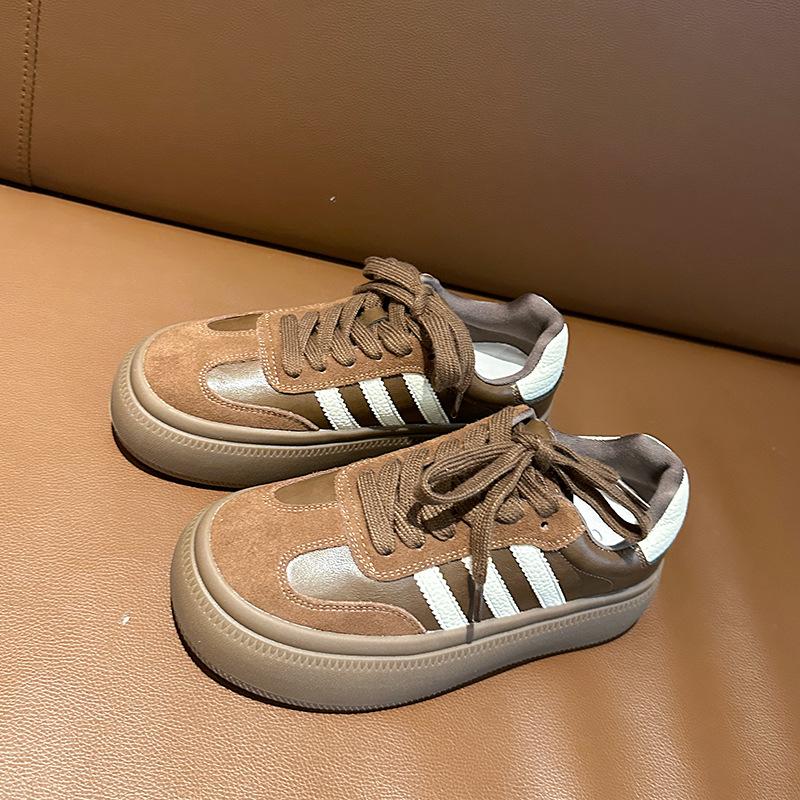 

Ankola red platform leather training shoes women s shoes 2025 autumn and winter new versatile retro board shoes casual sports shoes 40