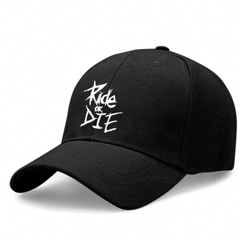 [Light Beige Baseball Cap] Ride Or Die Letter Print Polyester Adjustable Breathable Casual Streetwear Outdoor Sports Dad Hat For Men Women чёрный