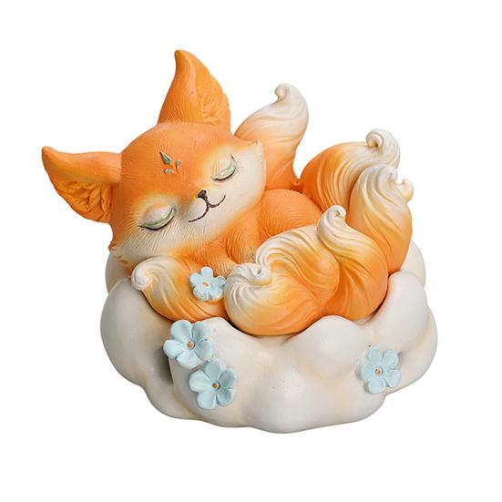 Nine-tailed Fox Incense Burner Decoration Chinese Style Vintage Fox Resin Incense Holder Home Office Desktop Ornament