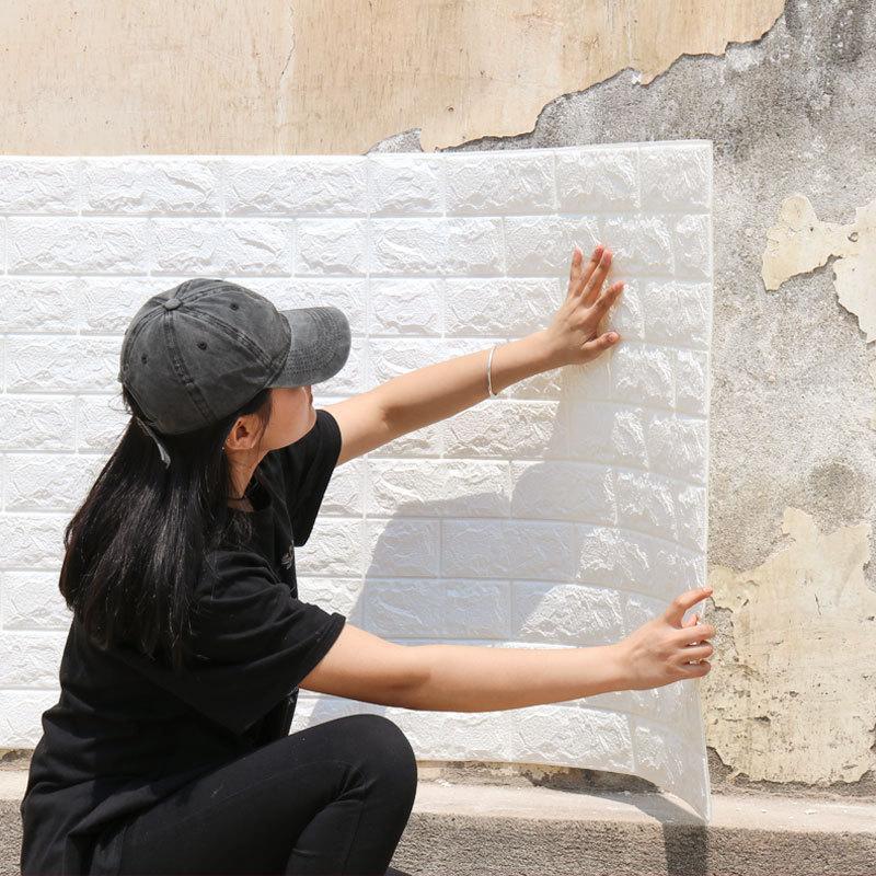 3D Self-Adhesive Wallpaper 70cmx2m Continuous Waterproof Imitation Brick Wall Stickers Wallcovering Living Room Home Decoration
