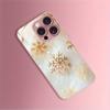 Golden Christmas Snowflake Pattern Metallic Paint Glass Phone Case For iPhone 17 16 15 14 13 12 11 Pro Max Plus 16E 17 Air Cover