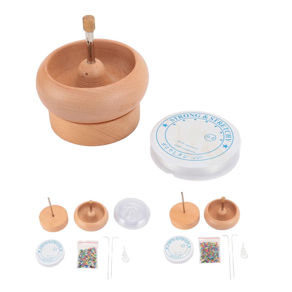 Wooden Bead Spinner Kit for Jewelry Making Effortless Rotating Beads Threader Bracelet Spinner Bowl
