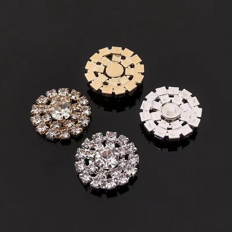 10PCS Handmade Vintage Metal Decorative Buttons Crystal Pearl Flower Center Alloy Flatback Rhinestone Buttons Craft Supplies