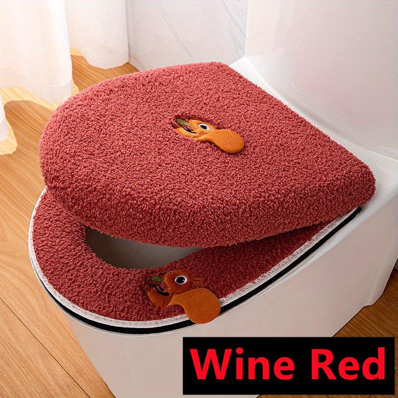 

Универсальный комплект чехлов для унитаза для ванной комнаты, удобный, милый, картонный, мягкий, утолщенный, бархатный, теплый, водонепроницаемый, подушка для домашнего туалета вино красного