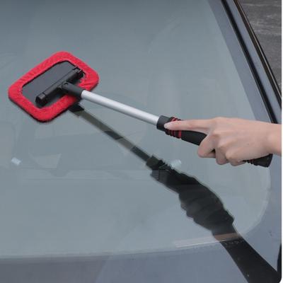 Extendable Glass Cleaning Tool with 180° Swivel Head, Aluminum Alloy Telescopic Window Cleaner with Microfiber Pad for Home and Car