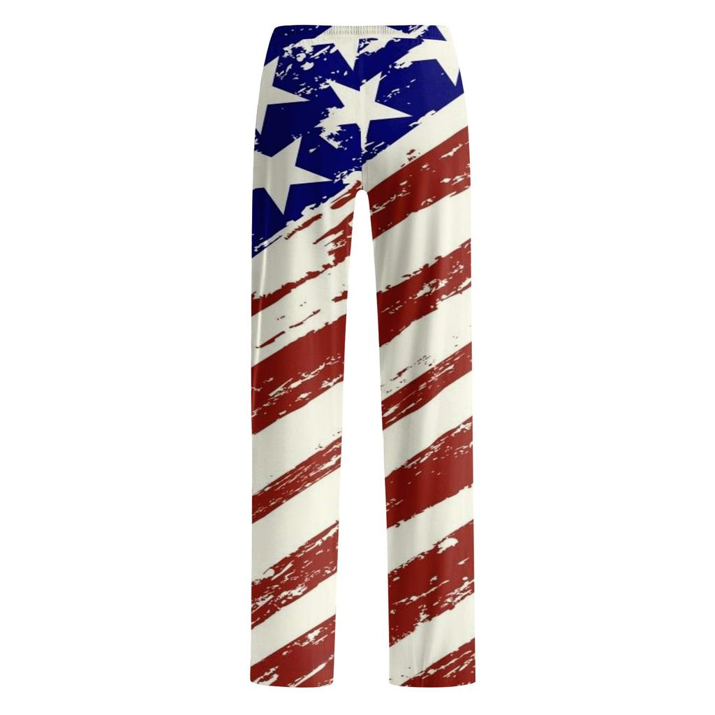 Women's Fashion Loose Independence Day Casual Stitching Printed Casual Pants