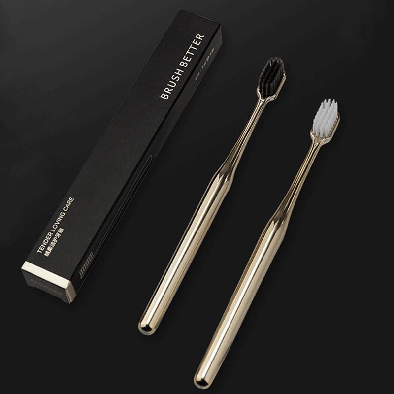 Luxury Soft Toothbrush Men Women Adult Tooth Brush Gold Silver Dental Brushes Elegance Gentle Toothbrushes Drop Shipping