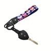 Heart Pattern Keychain with Wrist Lanyard & Backpack Hook - Strawberry Graffiti Design for Motorcycles, Cars, and Bikes