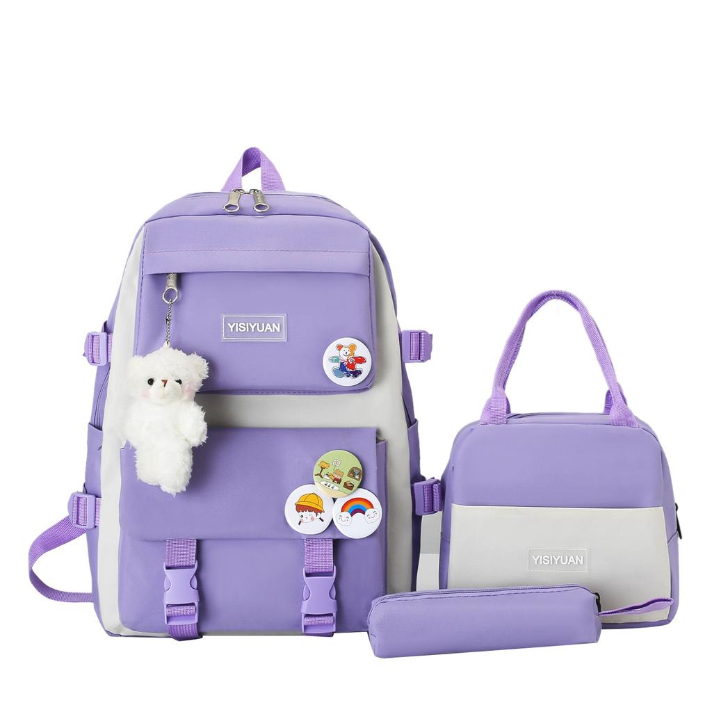 School Bag New School Bag Female Junior High School Students Primary School Students Large Capacity Backpack Backpack Thermal Insulation Lunch Box Bag