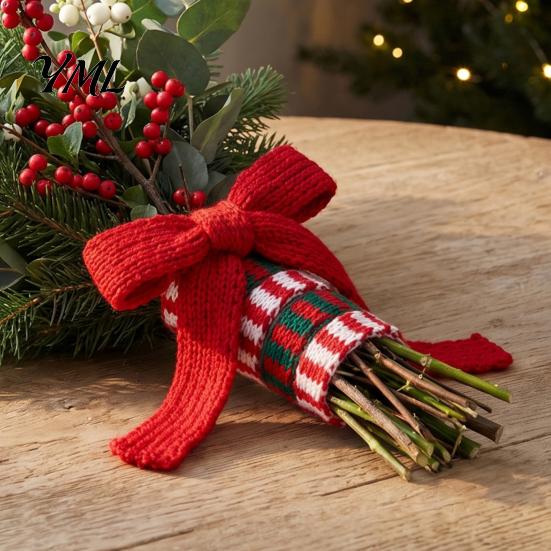 Christmas Theme Ribbon for Gift Boxes 5m Woven Wrapping And Bouquet Packaging, Decorative Holiday Packaging Knit Crafts DIY Bow Making, 0.7"