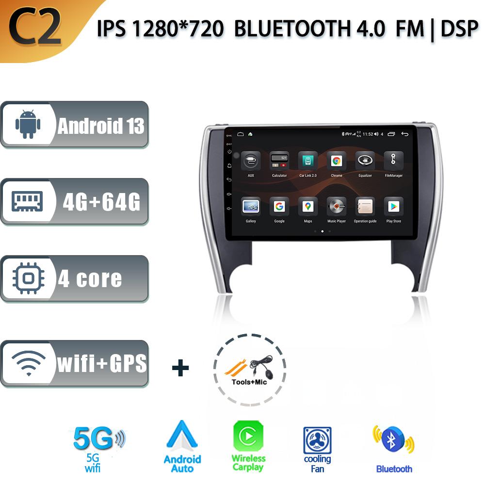 For Toyota Camry 7 2014-2017 Android 13 Car Stereo Unit Multimedia Radio 4G Wifi GPS Wireless Carplay 2 Din Screen