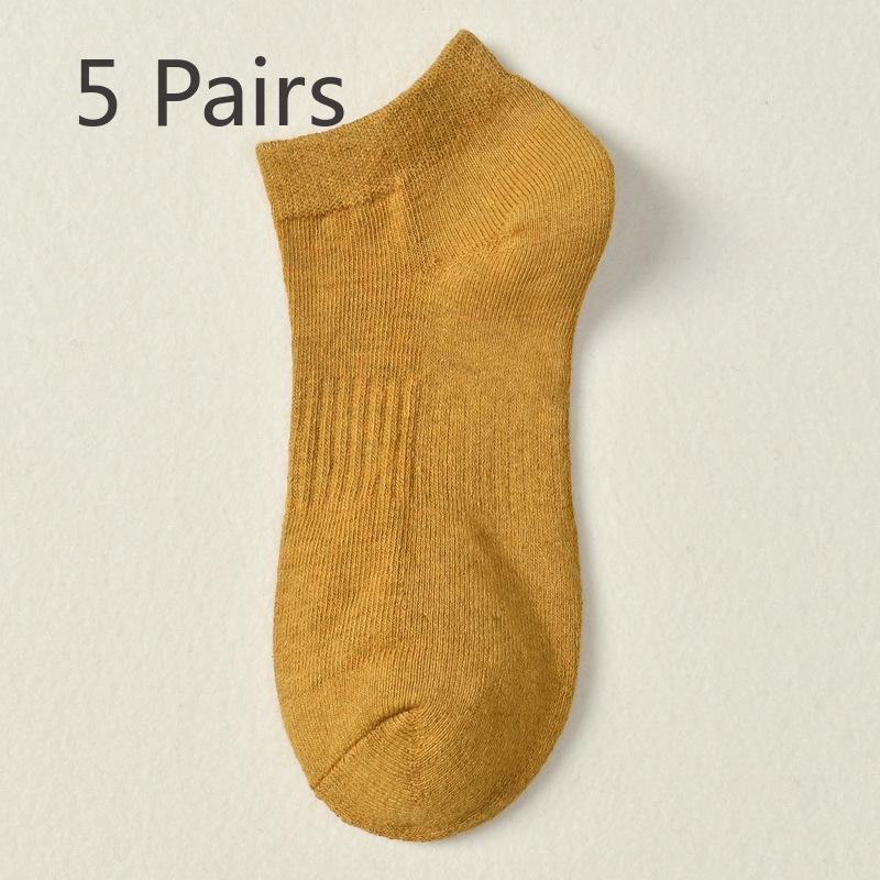 5 Pairs of Female Autumn and Winter Cotton Thick Wool Ring Warm and Cold Resistant Pure Color Sports Sweat Absorption Tube Socks