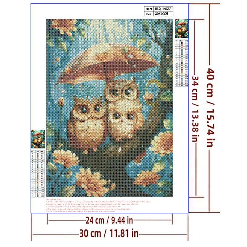 5d DIY Diamond Painting Cross Stitch Animal Owl Diamond Embroidery Mosaic Full Round Drill Home Decor