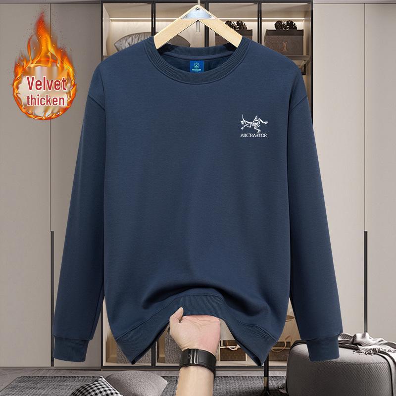 2025 Autumn American Style Heavyweight Men's Bird House Hoodie - Velvet Lined, Loose Fit, Round Neck, Long Sleeve, Unisex Winter Wear.