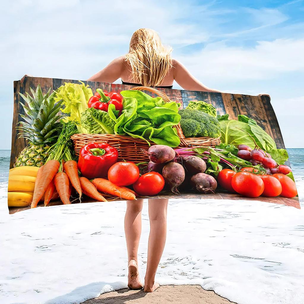 Beach Towel For Women, Girls, Kids, Men, Food Prints Bath Towels Pool Towel Super Soft Plush Towels For Man Women Beach Lovers