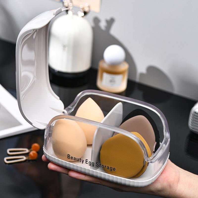Beauty Sponge Holder - Dustproof, Breathable, Mold & Moisture Resistant with Lid. Portable Egg & Powder Puff Storage.