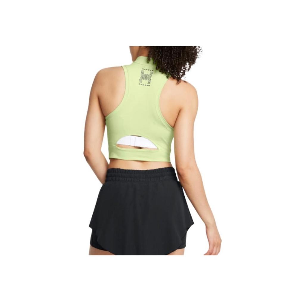 Under Armour Run Anywhere Solid Color Half-Zip Short Lightweight Dry Comfortable Breathable Vest Women vests Vintage-Light-Green 1386344-383