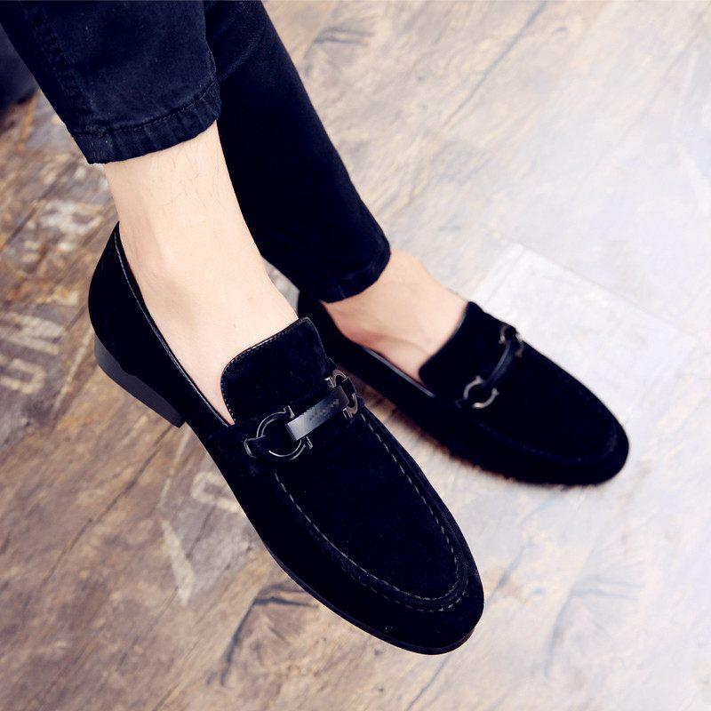Large size spring men's matte surface small leather shoes casual shoes single shoes lazy one pedal Doudou shoes trendy men's shoes