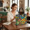  Bohemian Colorful Pattern Tote Bag Large Capacity Daily Casual Shoulder Bag for Women Shopping Travel Use