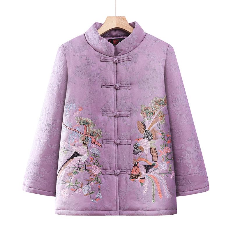 

Warm Cotton Padded Jacket: Festive Tang Suit for Elderly Women - Perfect for Winter and Formal Occasions. 4XL фиолетовый