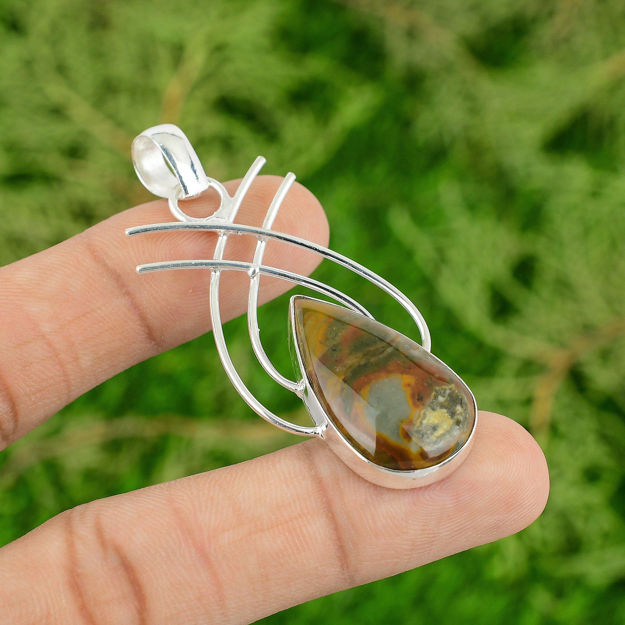 

Daughters Day Deal Sterling Silver Rhyolite Stone Birthday Mother New Pendant