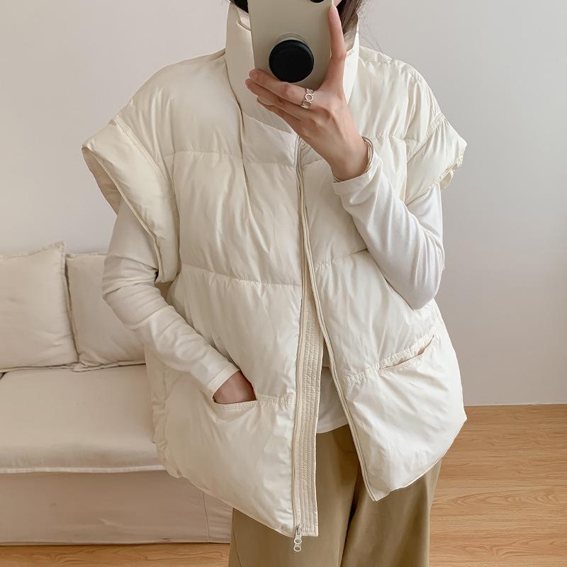 2025 autumn and winter new down cotton vest women s short stand-up neck cotton-padded vest vest vest vest bread jacket S