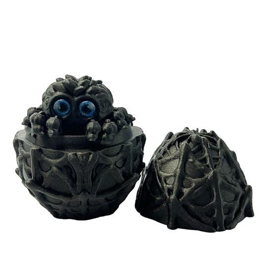 

Хэллоуин 3D-печатная фигурка яйца паука Подвижные суставы Фигурка паука Игрушка-непоседа Яйцо паука с сочлененным пауком внутри Украшение