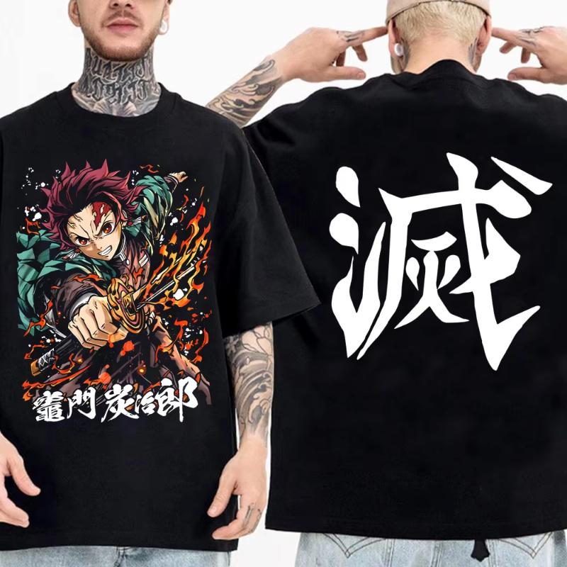Japanese Anime Shirt Demon Slayer Infinity Castle T Shirt Men Cartoon Kimetsu No Yaiba High Quality Cotton Streetwear Clothes