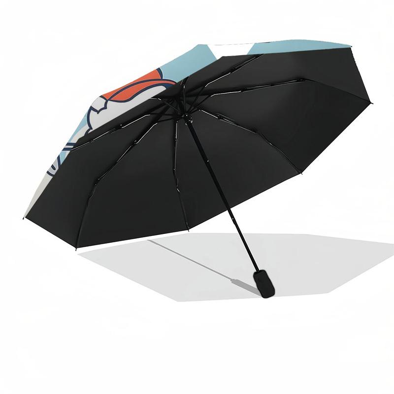 1pc Outdoor Umbrella with BT21 Characters - Automatic Opening/Closing, Portable 3-Fold Design, 8-Rib Iron Frame, Perfect Gift for Fans, Travelers