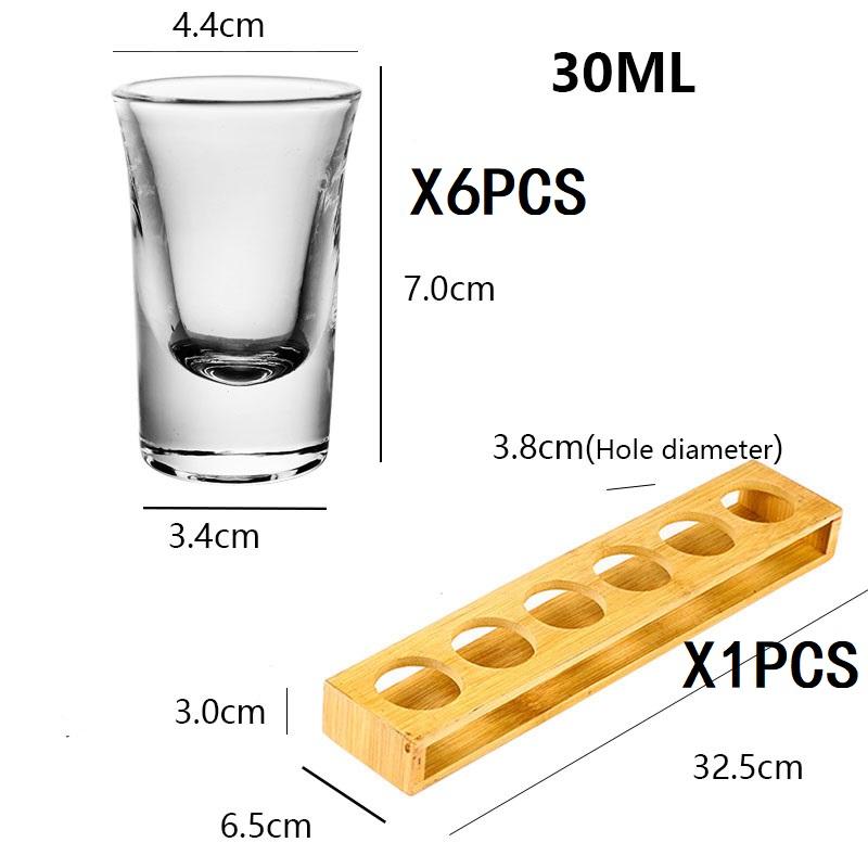6pcs 30ml Shot Glass Set Heavy Base Clear Double Whisky Brandy Vodka Rum Tequila Glass Cup Bar Party Wine Glasses Creative Gifts